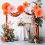 SUNBEAUTY 9 Stück Herbst Party Dekorationen Rot Orange Papier Fächer Dekor Hanging Gänseblümchen Girlande Rosa Weiß Blume Party Dekorationen für Hochzeit Geburtstag Klassenzimmer Baby Shower