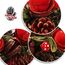 COM-FOUR® Teelichthalter - dekorativer Kerzenständer für Weihnachten und Herbst - Kerzenhalter mit natürlichen Materialien - Handarbeit (Adventsgesteck rote Blume - 2 Kerzen)