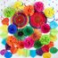 SUNBEAUTY 33PCS Bunte Party Deko Regenbogen Pompons Deko Hanging Fiesta Paper Fans Colourful Garland and Hanging Spiral Garland for Kindergeburtstag Wedding Birthday Mexican Fiesta Cinco De Mayo