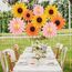 SUNBEAUTY 9 Stück Sonnenblumen Papierfächer Rosa Party Dekoration Seidenpapier Fächer Orange Hängende Girlande für Geburtstag Hochzeit Tischdeko Abschluss Party Deko