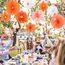 SUNBEAUTY 9 Stück Herbst Party Dekorationen Rot Orange Papier Fächer Dekor Hanging Gänseblümchen Girlande Rosa Weiß Blume Party Dekorationen für Hochzeit Geburtstag Klassenzimmer Baby Shower