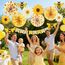 SUNBEAUTY 12 Stück Papierfächer Dekoration Sonnenblumen Geburtstag Hängende Papier Fächer 3D Bienen für Hochzeit Sommer Geburtstag Kinderparty Tea Party Tischdeko Muttertag Deko Classroom Baby Shower