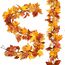 Artiflr Herbstgirlande, Ahornblatt, 2 Stück, 1,5 m / Stück, hängende Rebe, künstliches Herbstlaub, Girlande, Erntedankfest, Dekoration für Zuhause, Hochzeit, Kamin, Party, Weihnachten