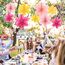 SUNBEAUTY 9 Stück Papier Fächer Dekoration Hanging Girlande Rosa Gelb Blumen Papierfächer Party Deko Set für Hochzeit Geburtstag Tea Party Tischdeko Classroom Baby Shower Backdrop Garland