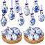 Funtery Porzellan-Ornamente, Chinoiserie Ostereier-Deko, Anhänger für Osterbaum, Keramik-Hängeornamente, 9-teiliges Set, Blau/Weiß (Ei-Stil)