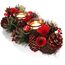 COM-FOUR® Teelichthalter - dekorativer Kerzenständer für Weihnachten und Herbst - Kerzenhalter mit natürlichen Materialien - Handarbeit (Adventsgesteck rote Blume - 2 Kerzen)