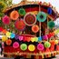 SUNBEAUTY 33PCS Bunte Party Deko Regenbogen Pompons Deko Hanging Fiesta Paper Fans Colourful Garland and Hanging Spiral Garland for Kindergeburtstag Wedding Birthday Mexican Fiesta Cinco De Mayo