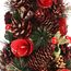 COM-FOUR® Deko-Weihnachtsbaum, dekorativer Kleiner Schmuckbaum, tolle Tischdeko, optimal für die Adventszeit, ergänzt Kränze und Girlanden (Baum rote Blume)