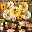 SUNBEAUTY 12 Stück Papierfächer Dekoration Sonnenblumen Geburtstag Hängende Papier Fächer 3D Bienen für Hochzeit Sommer Geburtstag Kinderparty Tea Party Tischdeko Muttertag Deko Classroom Baby Shower