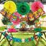 SUNBEAUTY 10 Stück Hawaii Party Deko Set Aloha-Thema Deko Tiki-Party Deko mit Tiki-Banner, Hängende Girlande Papierfächer Waben-Tischdeko für Sommer-Party, Luau Party, Geburtstag & Strand-Motto-Party