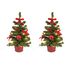 Idena 31486 - Deko-Weihnachtsbaum mit 20 LED in Warmweiß, ca. 25 cm hoch, mit rotem Baum-Schmuck im Topf und USB-Anschluss, Deko für Innen, als Winter-, Advents- und Weihnachtsdeko (Packung mit 2)
