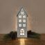 DARO DEKO Holz LED Haus weiß Silber 2er Set - klein und groß