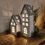DARO DEKO Holz LED Haus weiß Silber 2er Set - klein und groß