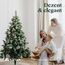 FairyTrees Weihnachtsbaum künstlich 180cm Kiefer mit Christbaum Holzständer | Tannenbaum künstlich mit Natur-Weiss beschneit | Made in EU