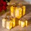 LED Geschenkboxen mit Timer 3er Set - Creme - Weihnachts Dekoboxen warm weiß beleuchtet - Weihnachten Advent Winter Christbaum Deko Beleuchtung Batterie betrieben