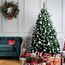 FAIRYTREES Weihnachtsbaum künstlich Kiefer, Natur-Weiss beschneit, Material PVC, echte Tannenzapfen, inkl. Holzständer, 220cm