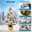 Mini Tabletop Weihnachtsbaum mit Schnee 50cm Künstliche Weihnachtskiefer Baum & Batteriebetriebene Beleuchtung & Weihnachtsball für Weihnachten, Schule, Zuhause, Esstisch Dekor (Alles in einem Set)