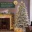 SALCAR Weiss Künstlicher Weihnachtsbaum mit Beleuchtung 180 cm, Schnee Tannenbaum Künstlich mit 330 LED, Handschuhen, Holzständer