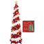 HMASYO 150 cm Pop-Up Lametta Weihnachtsbaum mit 50 Timer-Lichtern, Rot Weißer Zusammenklappbarer Künstlich Schlanken Weihnachtsbaum für den Innenbereich, Zuhause Wohnung Kamin mit Festdekoration