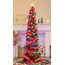 HMASYO 150 cm Pop-Up Lametta Weihnachtsbaum mit 50 Timer-Lichtern, Grün Rot Zusammenklappbarer Künstlich Schlanken Weihnachtsbaum für den Innenbereich, Zuhause Wohnung Kamin mit Festdekoration
