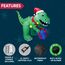 Joiedomi 5ft große Dinosaurier Weihnachten aufblasbare Dekoration, Blow Up Dinosaurier mit Geschenk-Box aufblasbare Build-in LEDs leuchtende riesige Weihnachten Hof Dekor für Xmas