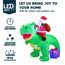 Joiedomi 1.8M/ 6FT Weihnachten aufblasbarer Dinosaurier mit eingebauten LEDs, Blow Up Dinosaurier mit Santa für Weihnachten aufblasbare Outdoor-Dekoration Xmas Party, Outdoor