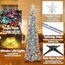 HMASYO 150 cm Pop-Up Lametta Weihnachtsbaum mit 50 Timer-Lichtern, Buntes Silber Zusammenklappbarer Künstlich Schlanken Weihnachtsbaum für den Innenbereich, Zuhause Wohnung Kamin mit Festdekoration