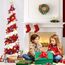 HMASYO 150 cm Pop-Up Lametta Weihnachtsbaum mit 50 Timer-Lichtern, Rot Weißer Zusammenklappbarer Künstlich Schlanken Weihnachtsbaum für den Innenbereich, Zuhause Wohnung Kamin mit Festdekoration