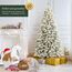 SALCAR 180 cm Künstlicher Weihnachtsbaum mit Schnee und Beleuchtung, Tannenbaum mit 828 Spitzen und 250 warmweißen LEDs, Schnellaufbau-Klappsystem Christbaum, inkl. Christbaumständer