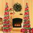 HMASYO 150 cm Pop-Up Lametta Weihnachtsbaum mit 50 Timer-Lichtern, Grün Rot Zusammenklappbarer Künstlich Schlanken Weihnachtsbaum für den Innenbereich, Zuhause Wohnung Kamin mit Festdekoration