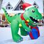 Joiedomi 5ft große Dinosaurier Weihnachten aufblasbare Dekoration, Blow Up Dinosaurier mit Geschenk-Box aufblasbare Build-in LEDs leuchtende riesige Weihnachten Hof Dekor für Xmas