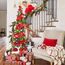 HMASYO 150 cm Pop-Up Lametta Weihnachtsbaum mit 50 Timer-Lichtern, Grün Rot Zusammenklappbarer Künstlich Schlanken Weihnachtsbaum für den Innenbereich, Zuhause Wohnung Kamin mit Festdekoration