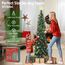 HMASYO Green Leaf Berries 1,5 m großer Pop-up-Weihnachtsbaum mit Zeitschaltuhr-Beleuchtung, Lametta-Weihnachtsbaum, zusammenklappbarer künstlicher Bleistiftbaum, Weihnachtsdekoration für Zuhause