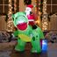 Joiedomi 1.8M/ 6FT Weihnachten aufblasbarer Dinosaurier mit eingebauten LEDs, Blow Up Dinosaurier mit Santa für Weihnachten aufblasbare Outdoor-Dekoration Xmas Party, Outdoor