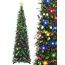 HMASYO Green Leaf Berries 1,5 m großer Pop-up-Weihnachtsbaum mit Zeitschaltuhr-Beleuchtung, Lametta-Weihnachtsbaum, zusammenklappbarer künstlicher Bleistiftbaum, Weihnachtsdekoration für Zuhause