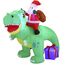 Joiedomi 1.8M/ 6FT Weihnachten aufblasbarer Dinosaurier mit eingebauten LEDs, Blow Up Dinosaurier mit Santa für Weihnachten aufblasbare Outdoor-Dekoration Xmas Party, Outdoor