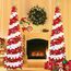 HMASYO 150 cm Pop-Up Lametta Weihnachtsbaum mit 50 Timer-Lichtern, Rot Weißer Zusammenklappbarer Künstlich Schlanken Weihnachtsbaum für den Innenbereich, Zuhause Wohnung Kamin mit Festdekoration