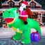 Joiedomi 1.8M/ 6FT Weihnachten aufblasbarer Dinosaurier mit eingebauten LEDs, Blow Up Dinosaurier mit Santa für Weihnachten aufblasbare Outdoor-Dekoration Xmas Party, Outdoor