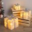 Bambelaa! 3er Led Deko Geschenke Leucht Boxen Timer Weihnachts Dekoration Weihnachtsdeko Beleuchtet Deko Weihnachten (Weiß-Silber)