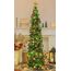 HMASYO 150 cm Pop-Up Lametta Weihnachtsbaum mit 50 Timer-Lichtern, Buntes Grün Zusammenklappbarer Künstlich Schlanken Weihnachtsbaum für den Innenbereich, Zuhause Wohnung Kamin mit Festdekoration