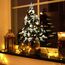 Weihnachtsbaum künstlich (WBD) 60 cm schwarz mit Weihnachtsdeko Silber und Led Lichterkette mit Batteriebox und Fernbedienung künstlicher Christbaum klein Tannenbaum