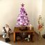 Weihnachtsbaum künstlich (WBD) 90 cm Weiss mit Weihnachtsdeko lila und Led Lichterkette mit Batteriebox und Fernbedienung künstlicher Christbaum klein Tannenbaum