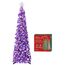 HMASYO Pop-Up-Weihnachtsbaum mit 100 LED-Lichtern und Fernbedienung, violetter Weihnachts-Lametta-Baum, zusammenklappbarer künstlicher Bleistiftbaum für Zuhause, Büro, Party-Dekoration, USB-betriebene