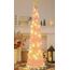 HMASYO 150 cm Pop-Up Lametta Weihnachtsbaum mit 50 Timer-Lichtern, Pink Zusammenklappbarer Künstlich Schlanken Weihnachtsbaum für den Innenbereich, Zuhause Wohnung Kamin mit Festdekoration