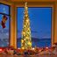 HMASYO 150 cm Pop-Up Lametta Weihnachtsbaum mit 50 Timer-Lichtern, Buntes Gold Zusammenklappbarer Künstlich Schlanken Weihnachtsbaum für den Innenbereich, Zuhause Wohnung Kamin mit Festdekoration