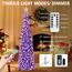 HMASYO Pop-Up-Weihnachtsbaum mit 100 LED-Lichtern und Fernbedienung, violetter Weihnachts-Lametta-Baum, zusammenklappbarer künstlicher Bleistiftbaum für Zuhause, Büro, Party-Dekoration, USB-betriebene
