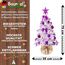 Weihnachtsbaum künstlich (WBD) 75 cm Weiss mit Weihnachtsdeko lila und Led Lichterkette mit Batteriebox und Fernbedienung künstlicher Christbaum klein Tannenbaum