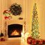 HMASYO 150 cm Pop-Up Lametta Weihnachtsbaum mit 50 Timer-Lichtern, Buntes Gold Zusammenklappbarer Künstlich Schlanken Weihnachtsbaum für den Innenbereich, Zuhause Wohnung Kamin mit Festdekoration