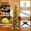 HMASYO 150 cm Pop-Up Lametta Weihnachtsbaum mit 50 Timer-Lichtern, Buntes Gold Zusammenklappbarer Künstlich Schlanken Weihnachtsbaum für den Innenbereich, Zuhause Wohnung Kamin mit Festdekoration