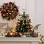 XmasExp Mini-Weihnachtsbaum-Set mit 2 LED-Lichtern, Stern-Baumkronen, Ornamenten, Kugeln, Glocken und Tannenzapfen, 50,8 cm, silberfarben
